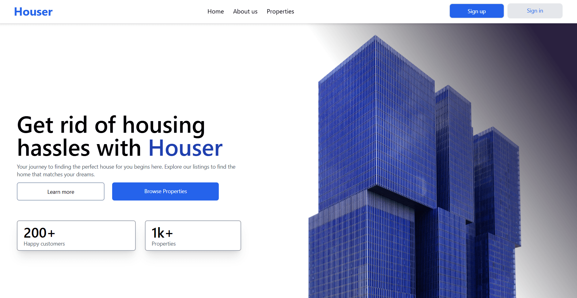 Houser hero section image